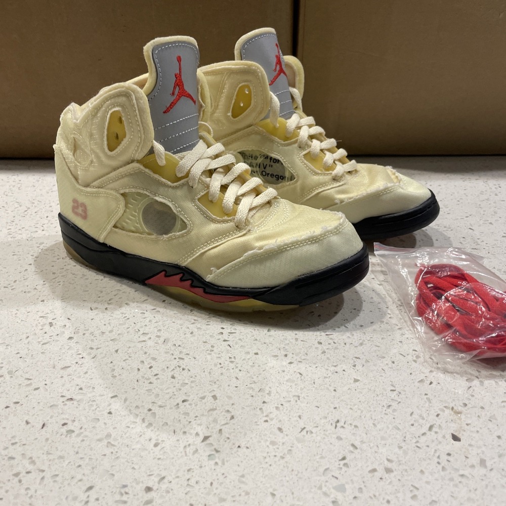 Nike Air Jordan Off-White x Air Jordan 5 Retro SP PS Sail CV4827-100 size 3 Y